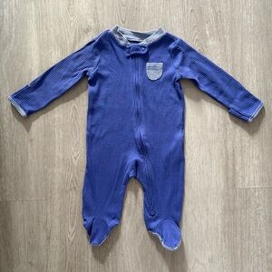 Carter’s Blue Baby Footie Pajamas | Striped Collar, Pocket & Built-In Mittens